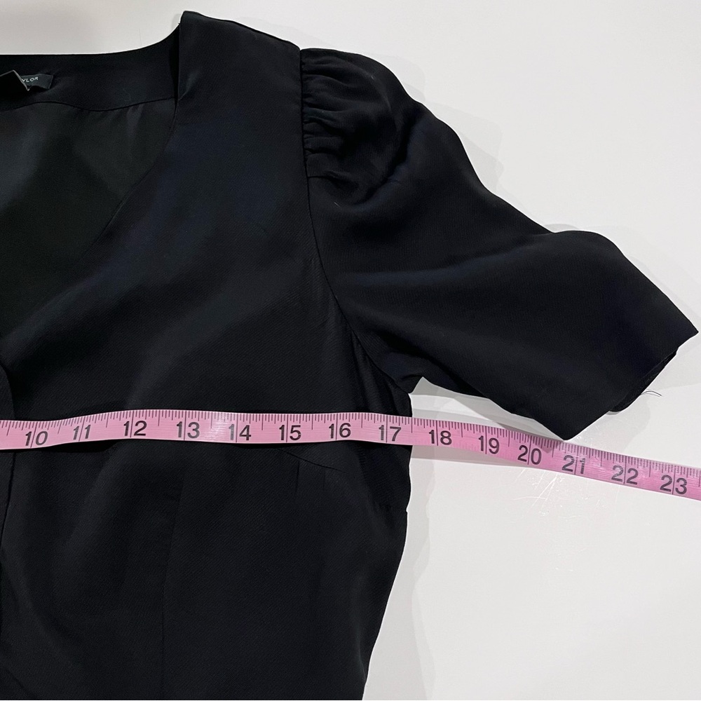 Ann Taylor Black Twill Button Front Midi Dress Size Medium Petite - Picture 8 of 11
